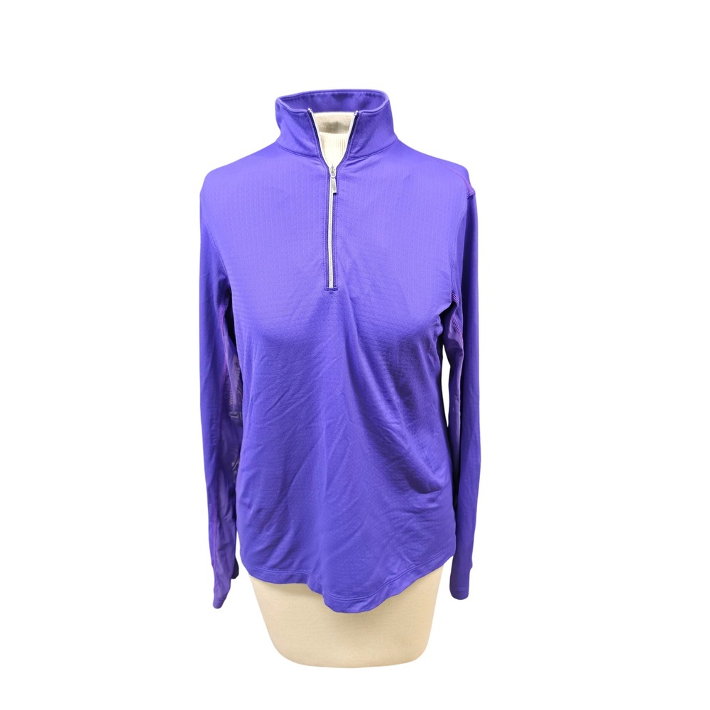 Riding Sport Pullover Womens Medium Purple Excellent Quarter Zip Mock Neck